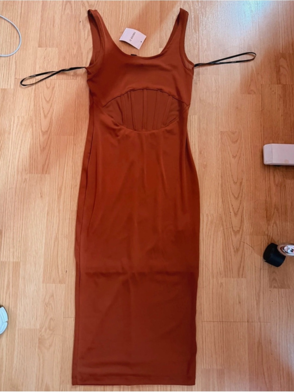 Forever 21 Rust Brown Cutout Midi Bodycon Dress